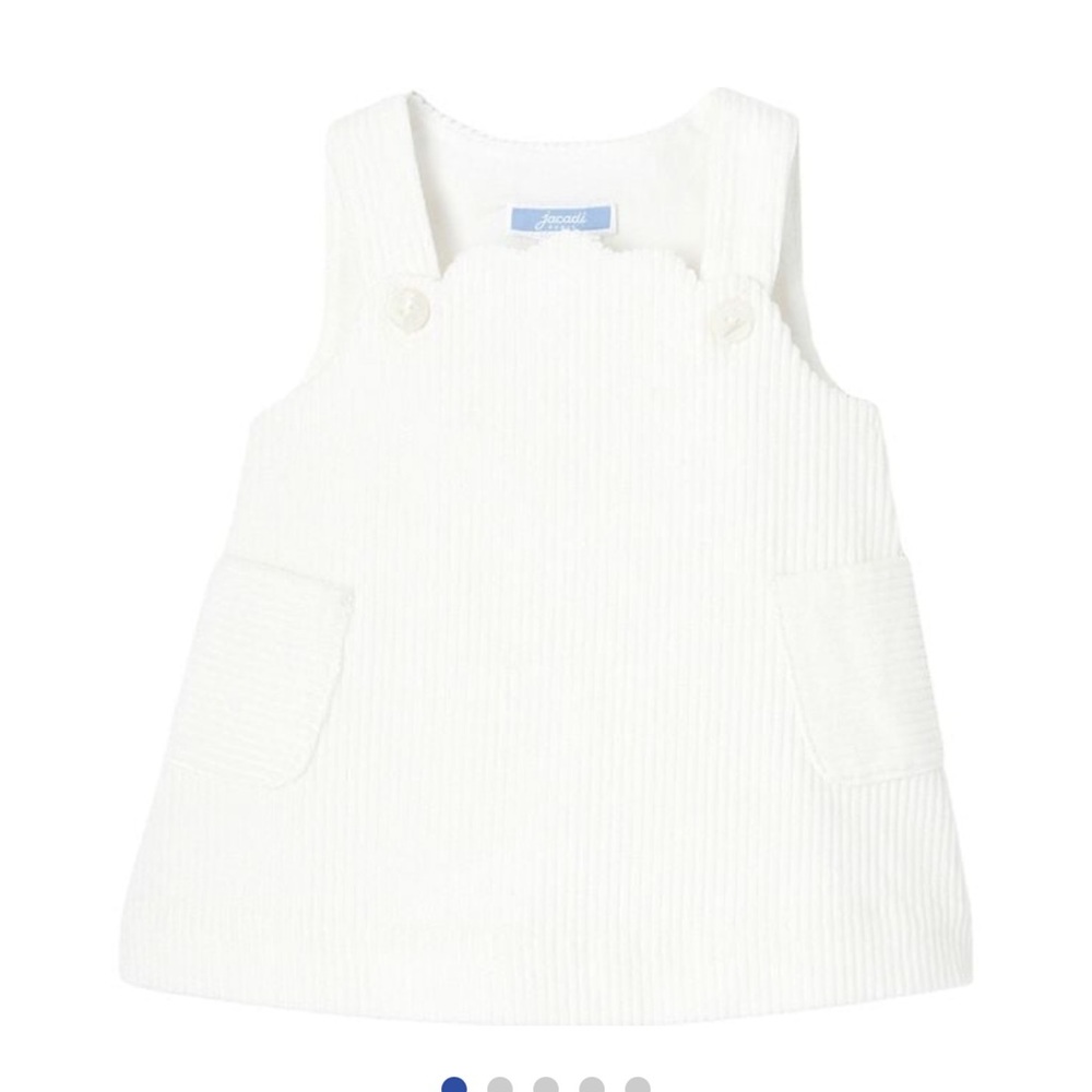 Jacadi White Velvet Pinafore Dress